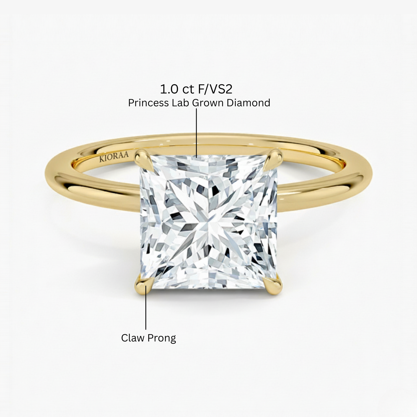 Classic Petal Princess  Solitaire Engagement Ring