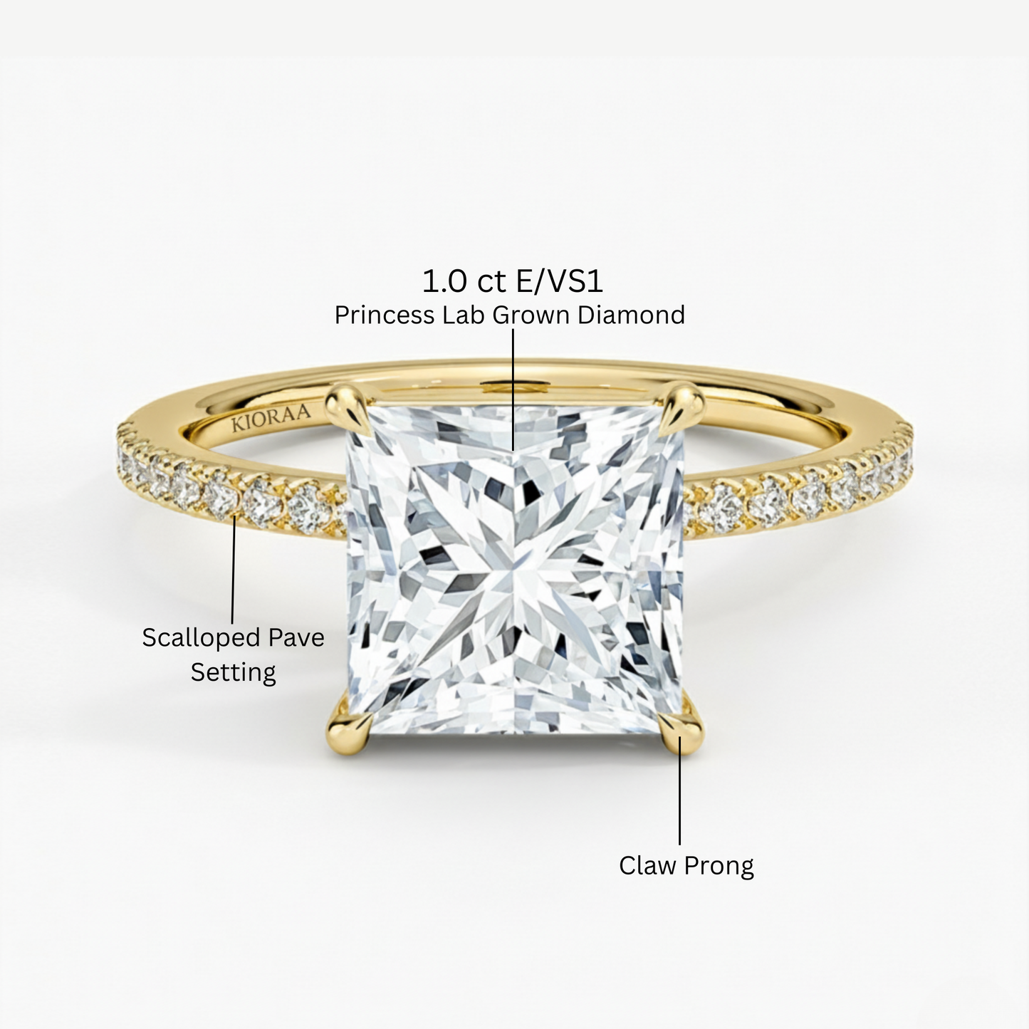 Half Coverage Princess Solitaire Engagement Ring