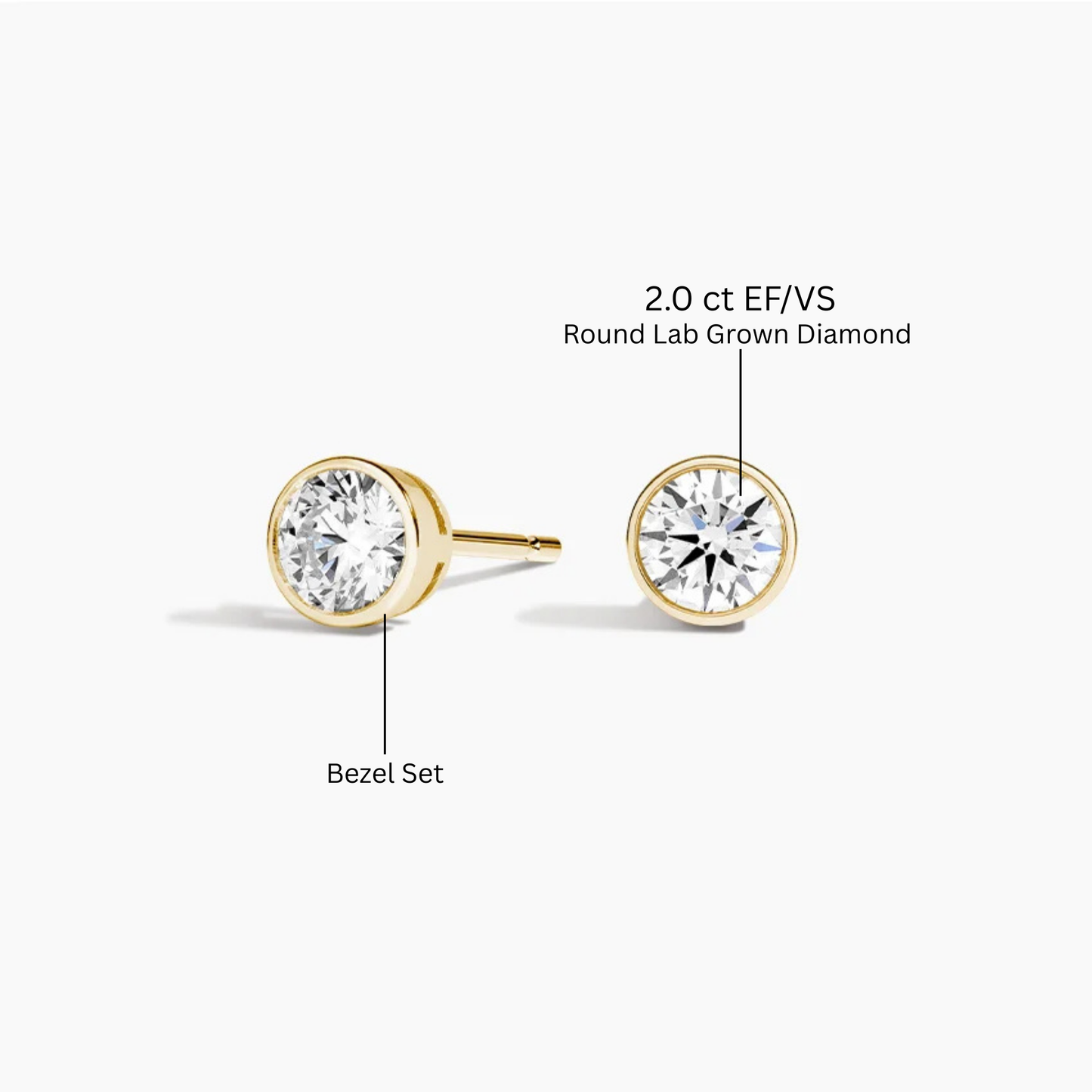 Round Diamond Bezel Set Studs
