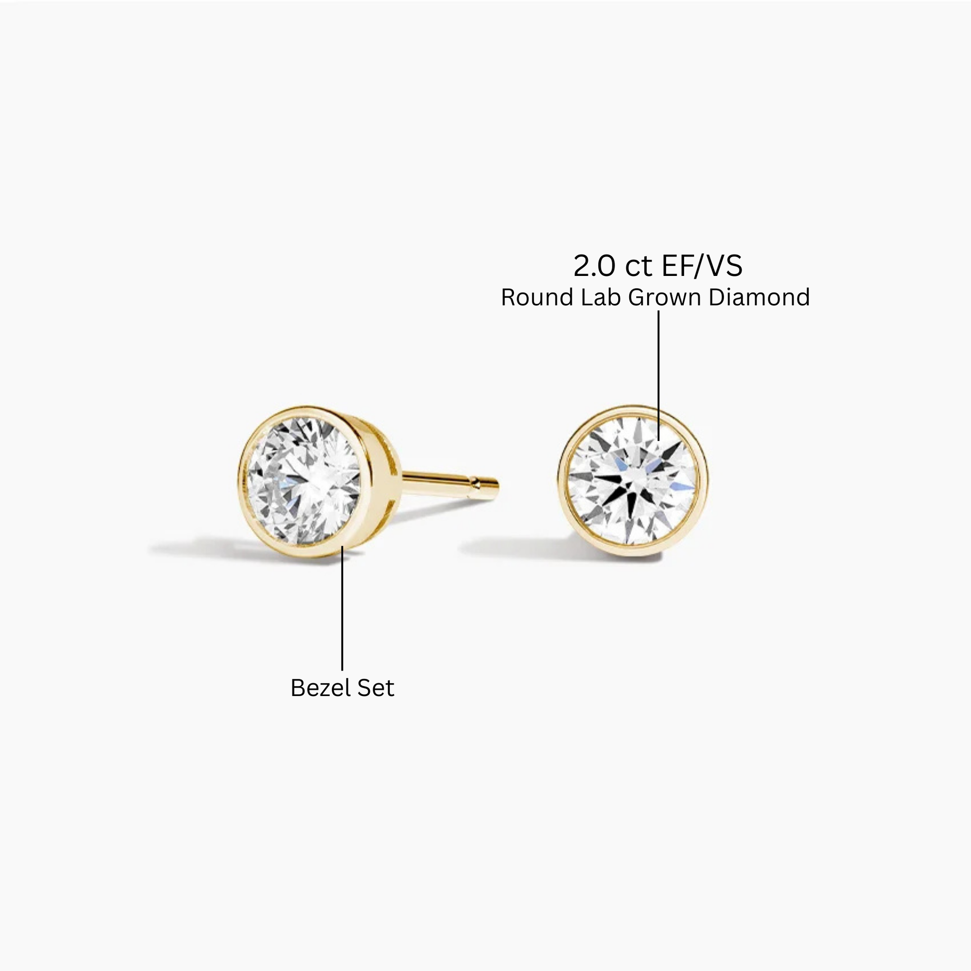 Round Diamond Bezel Set Studs