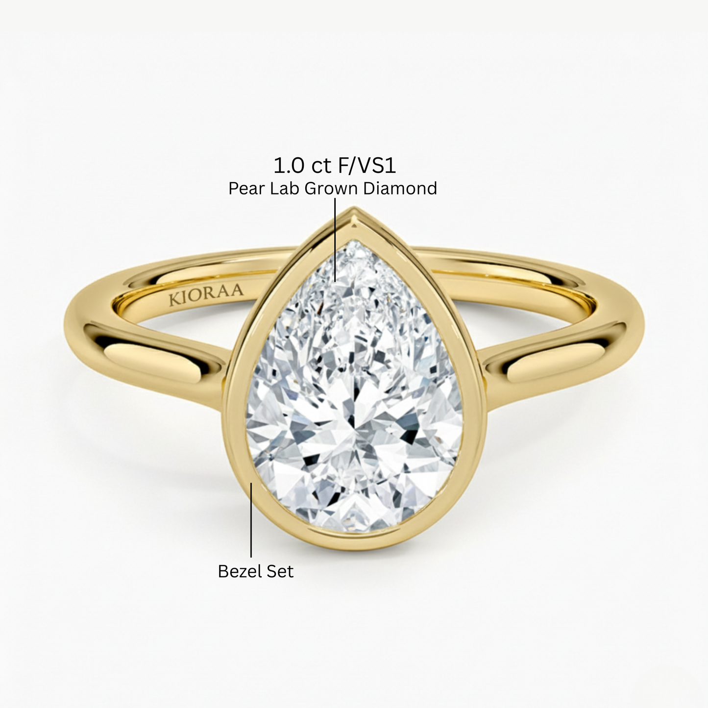 Classic Simple Pear Bezel Solitaire Engagement Ring