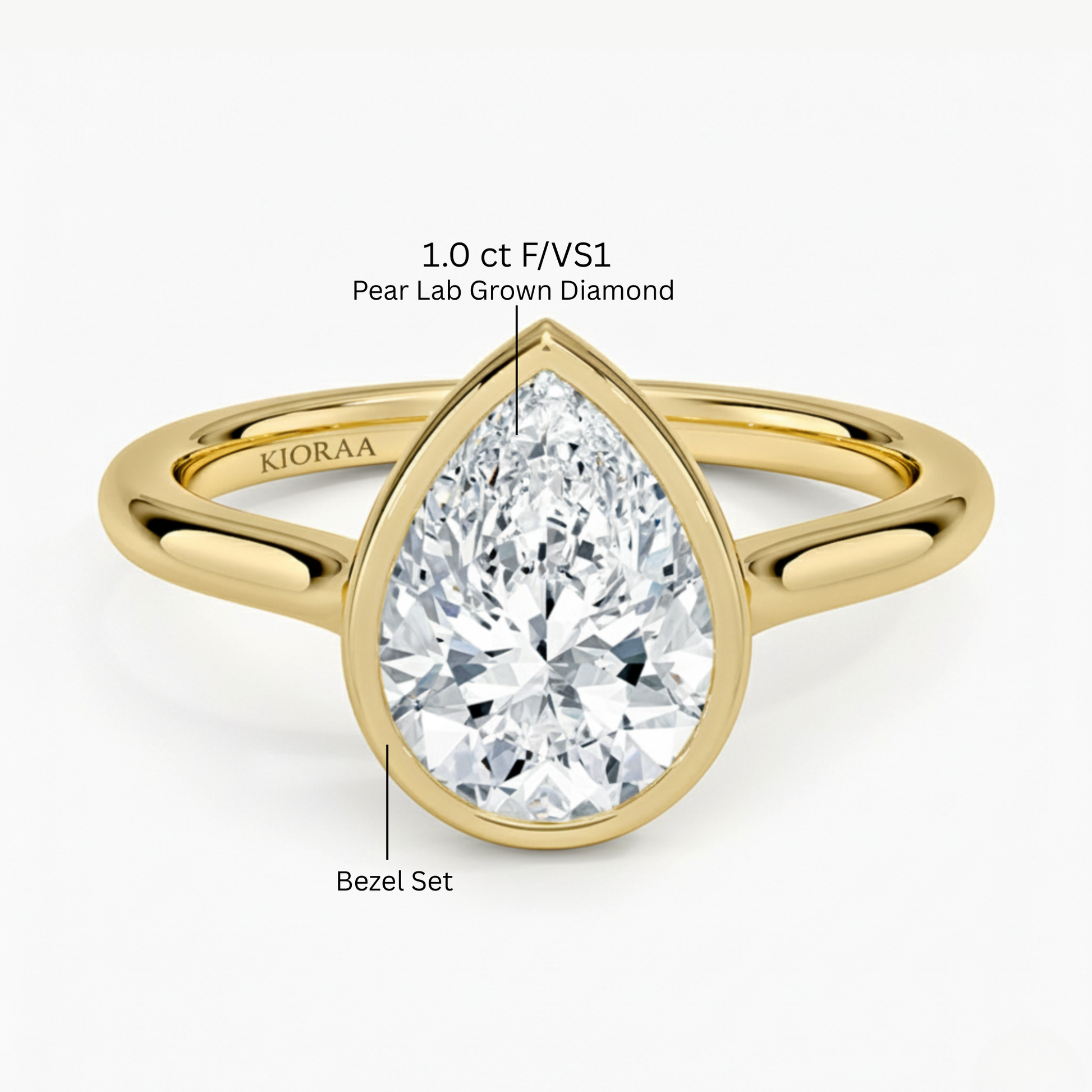 Classic Simple Pear Bezel Solitaire Engagement Ring