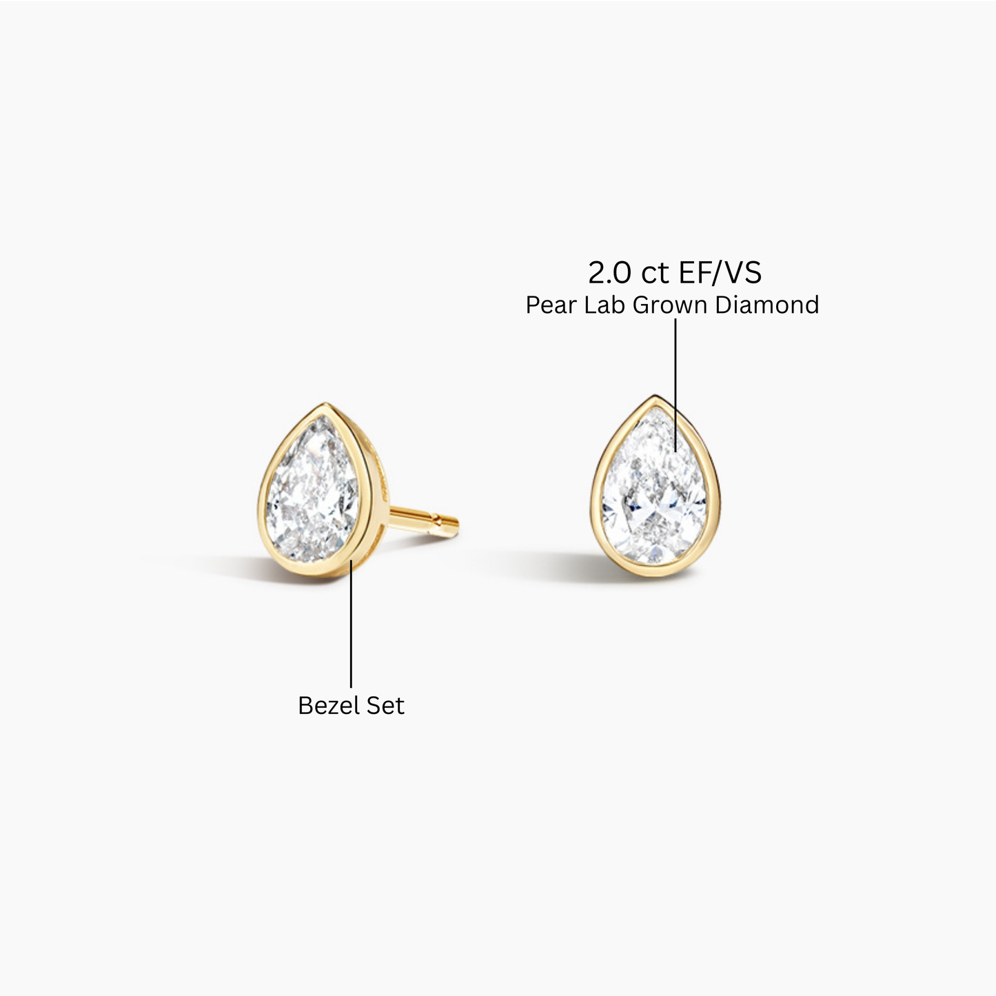 Pear Diamond Bezel Set Studs