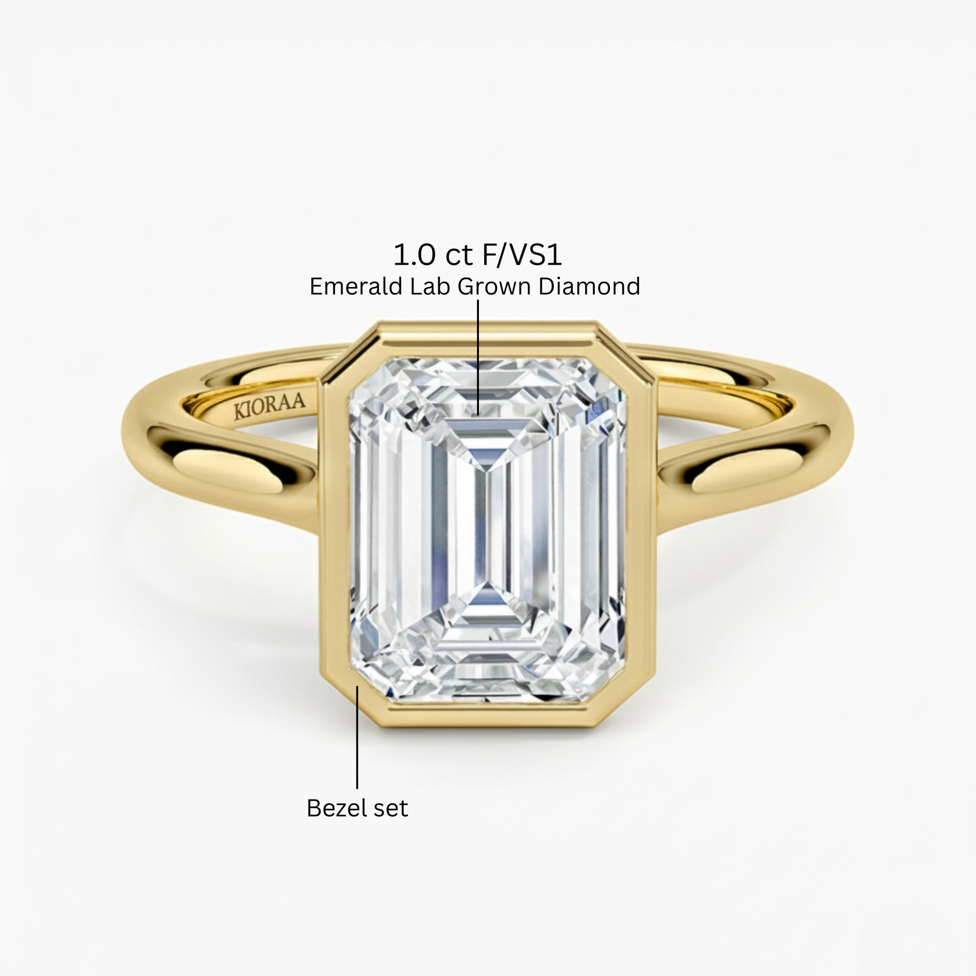 Classic Simple Emerald Bezel Solitaire Engagement Ring