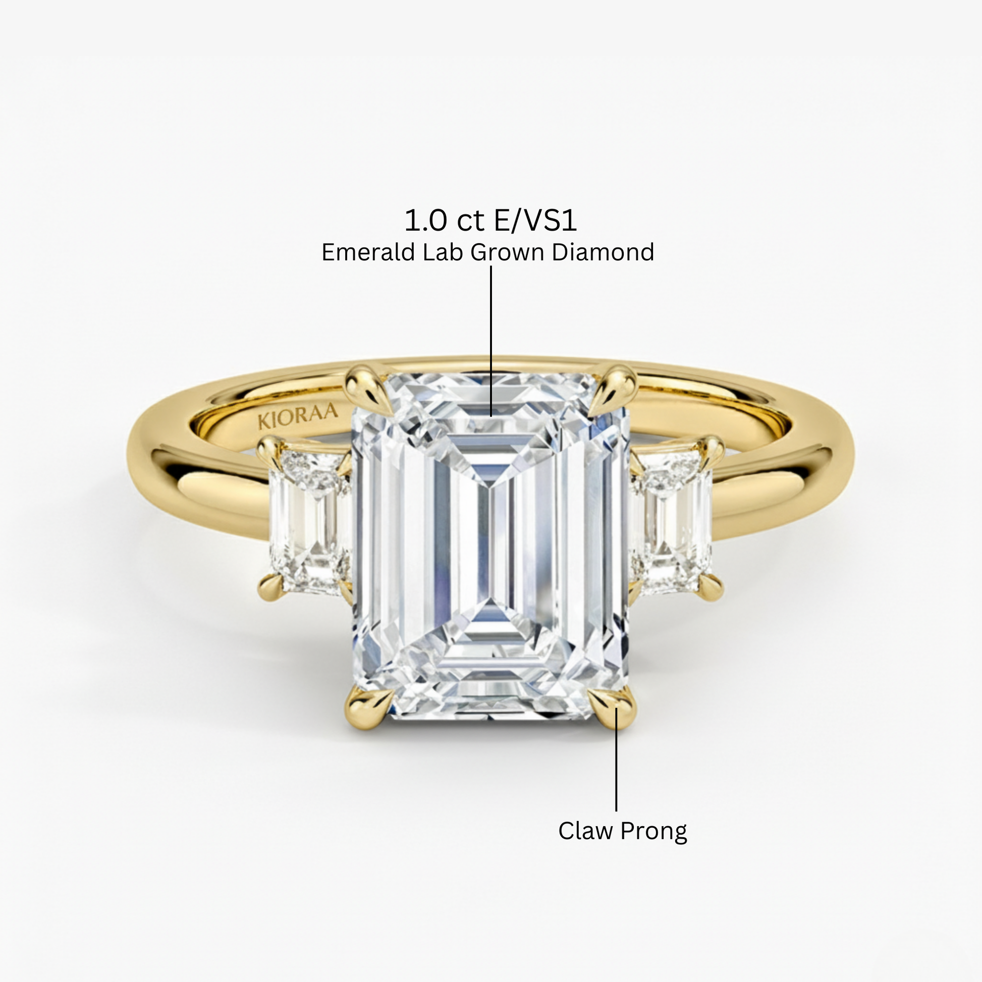 Emerald Three Stone Engagement Ring