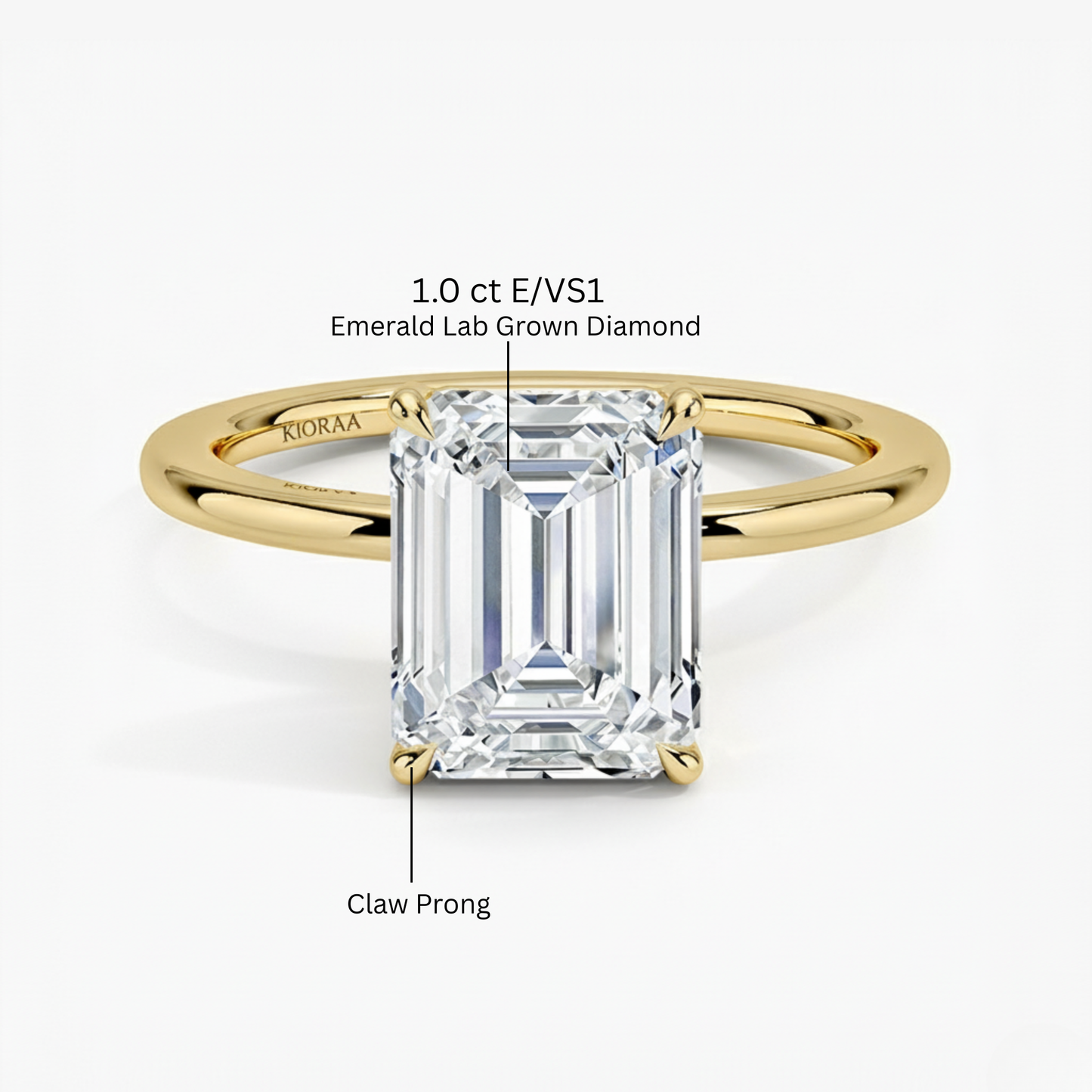 Classic Simple Emerald  Solitaire Engagement Ring