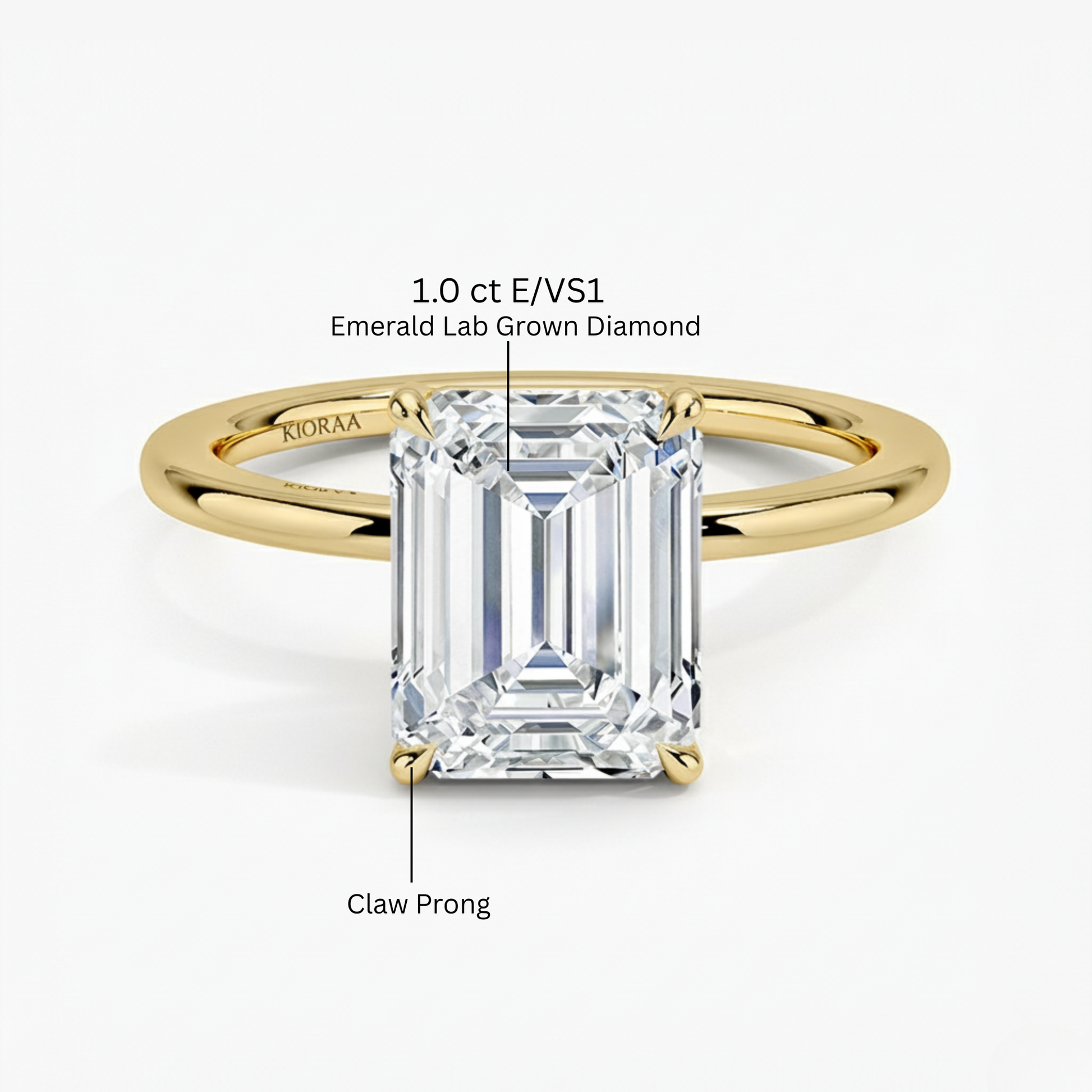 Classic Simple Emerald  Solitaire Engagement Ring