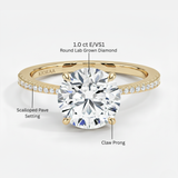 Round Petal Pave Setting Engagement Ring, thumbnail 13