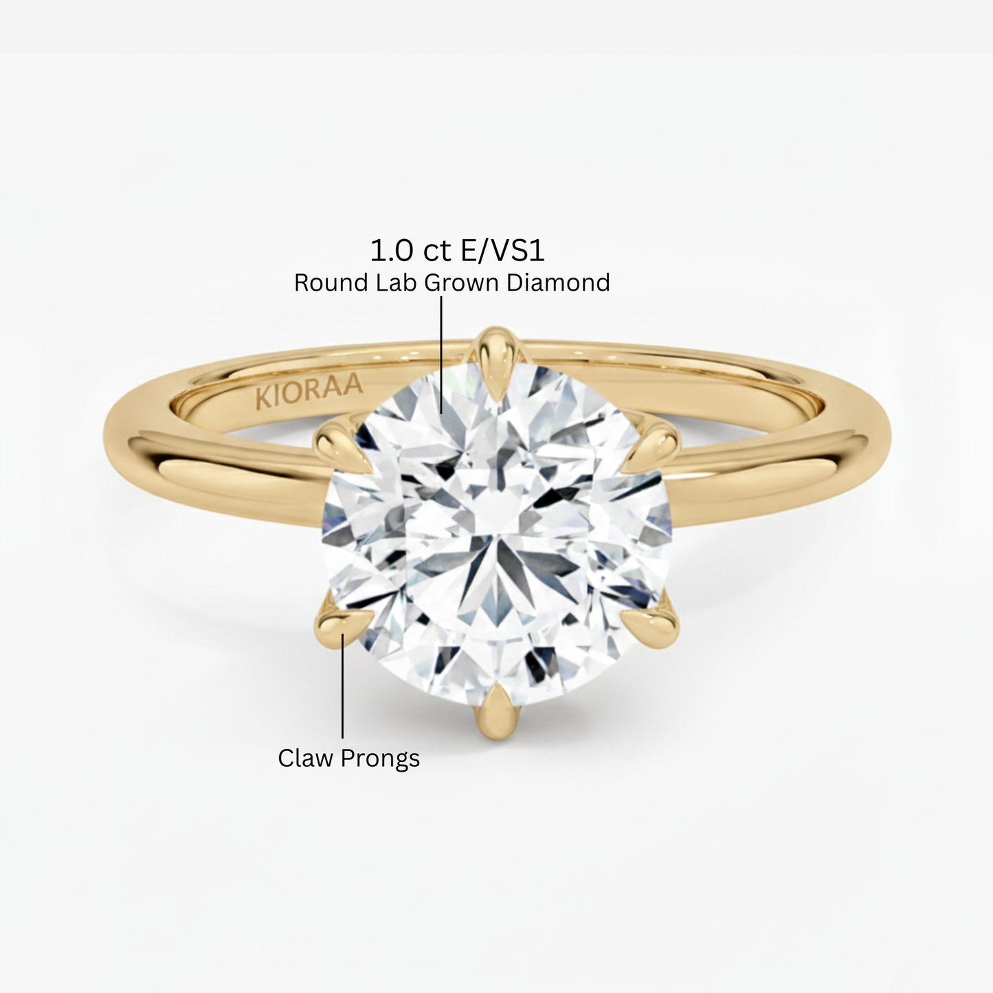 Classic Petal Round Solitaire Six Prong Setting Engagement Ring