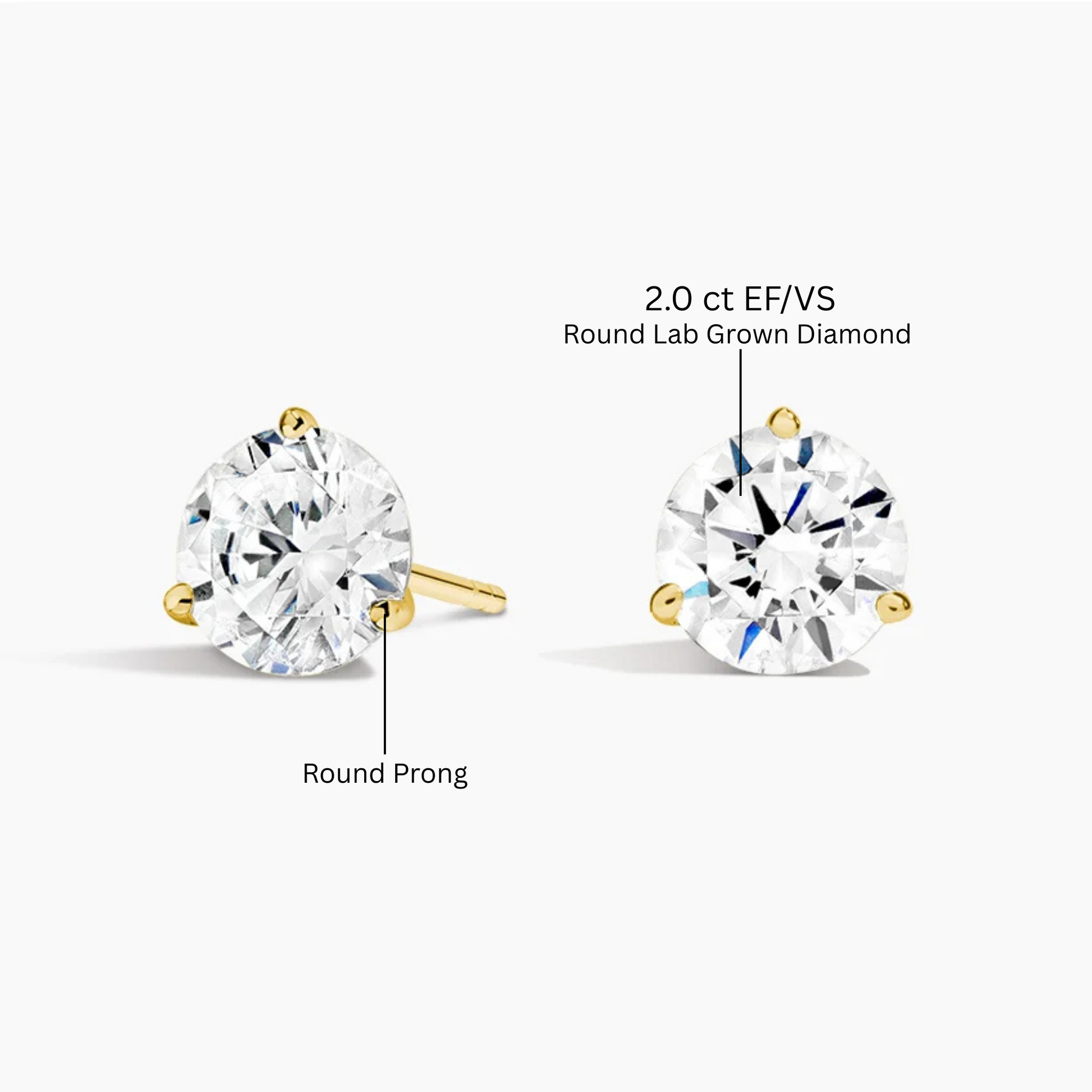 Classic Three Prong Lab Diamond Studs