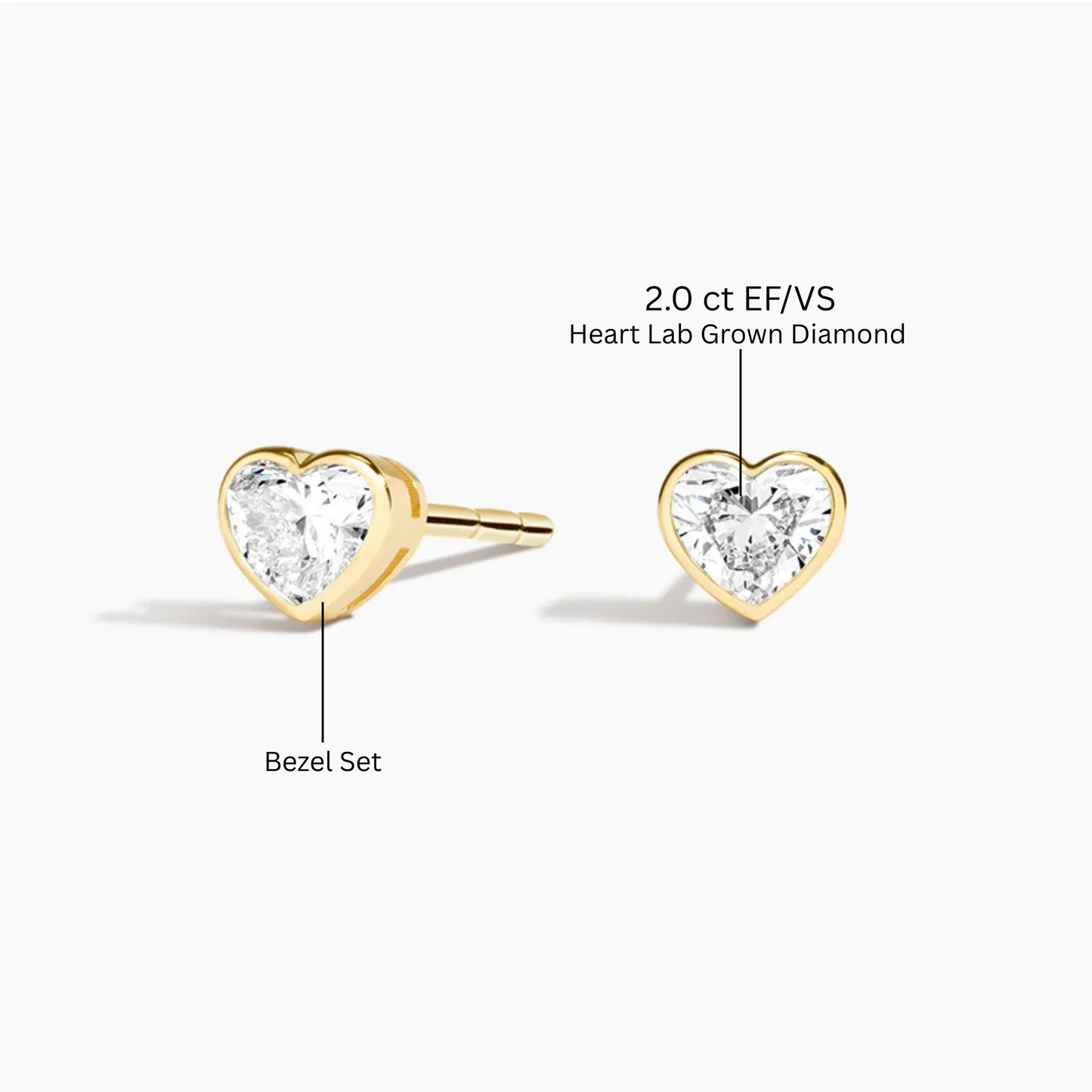 Heart Diamond Bezel Set Studs