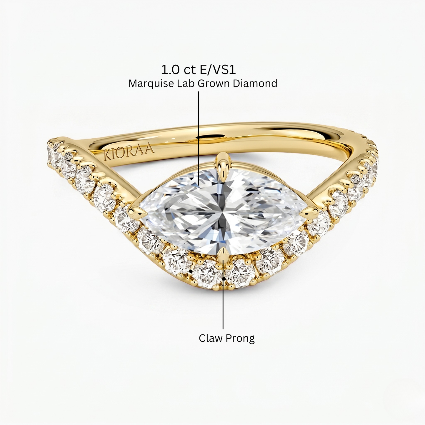 V Shape Chevron Marquise Cut Lab Grown Diamond Engagement Ring