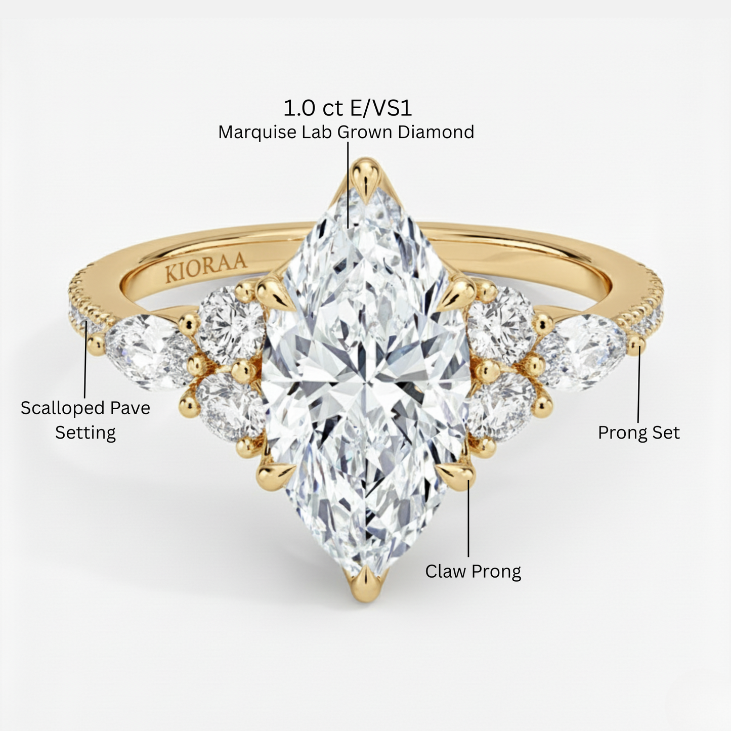 Marquise Diamond Pave Setting Engagement Ring