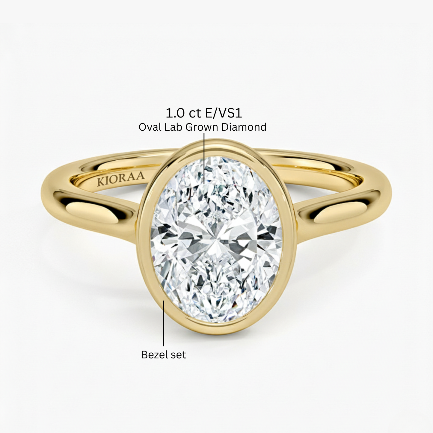 Classic Simple Oval Bezel Solitaire Engagement Ring