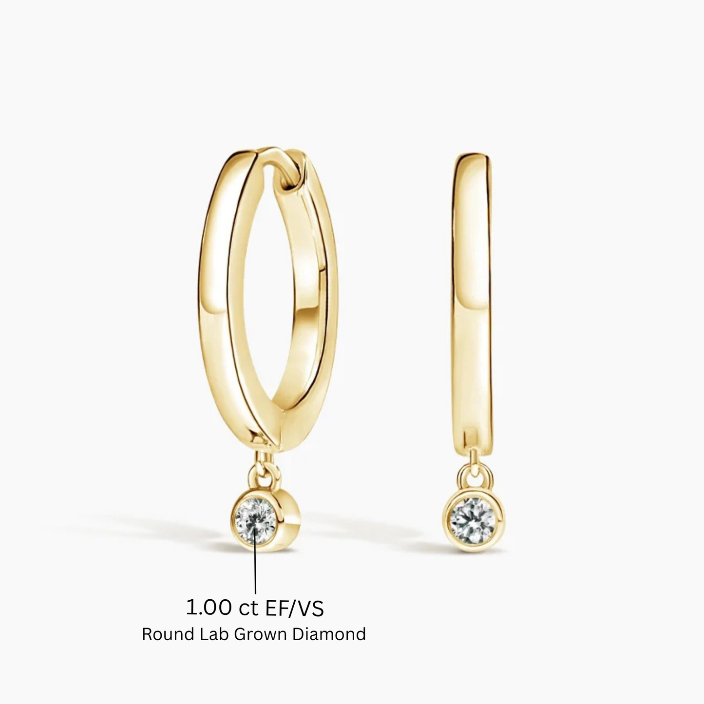 Round Diamond Drop Huggie Earrings