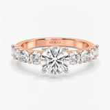 Round Diamond Brilliant Cascade Solitaire Ring, thumbnail 6