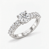 Round Diamond Brilliant Cascade Solitaire Ring, thumbnail 4