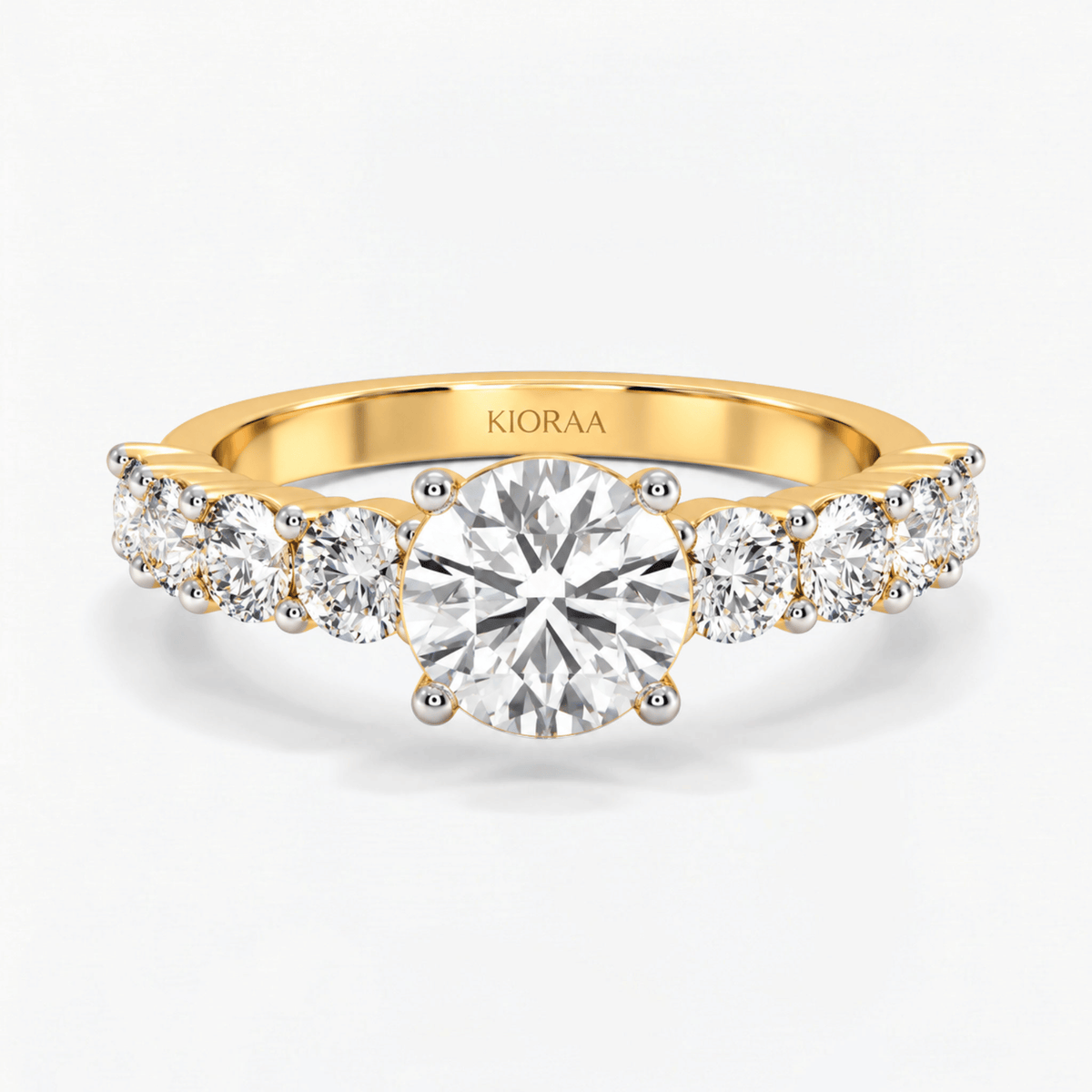 Round Diamond Brilliant Cascade Solitaire Ring