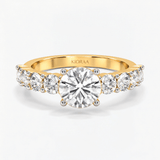 Round Diamond Brilliant Cascade Solitaire Ring, thumbnail 1