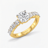 Round Diamond Brilliant Cascade Solitaire Ring, thumbnail 2
