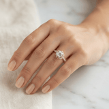 Round Diamond Hexagon Halo Engagement Ring, thumbnail 11