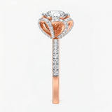Round Diamond Hexagon Halo Engagement Ring, thumbnail 9