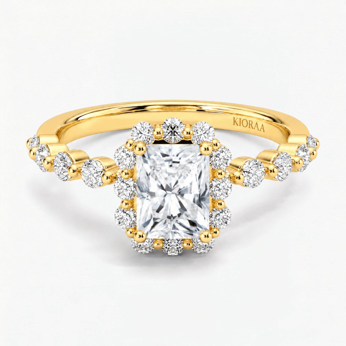 Radiant Diamond Bubble Halo Ring