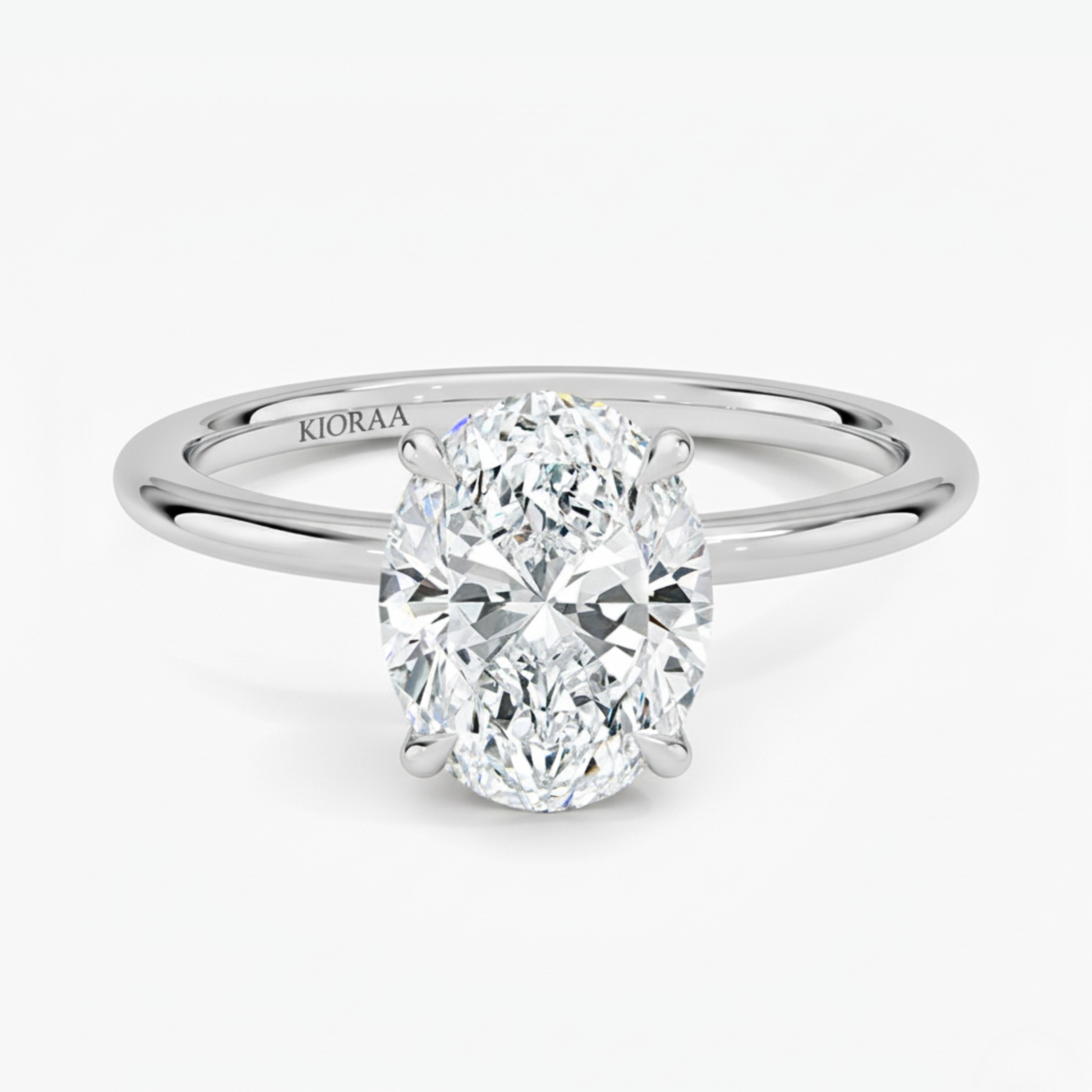 Classic Petal Oval Solitaire Engagement Ring