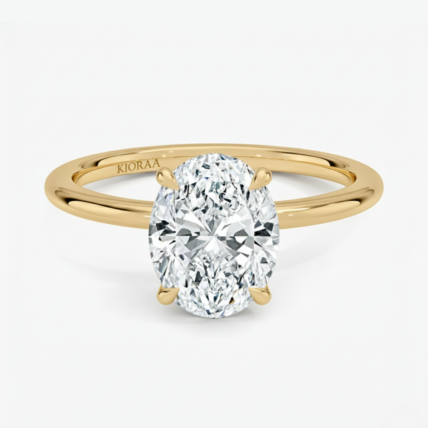 Classic Petal Oval Solitaire Engagement Ring