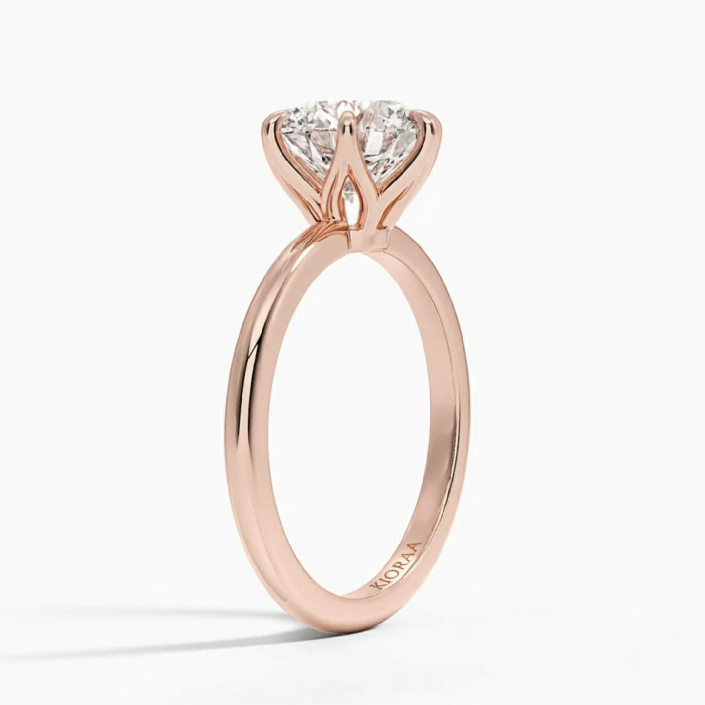 Classic Petal Round Solitaire Six Prong Setting Engagement Ring