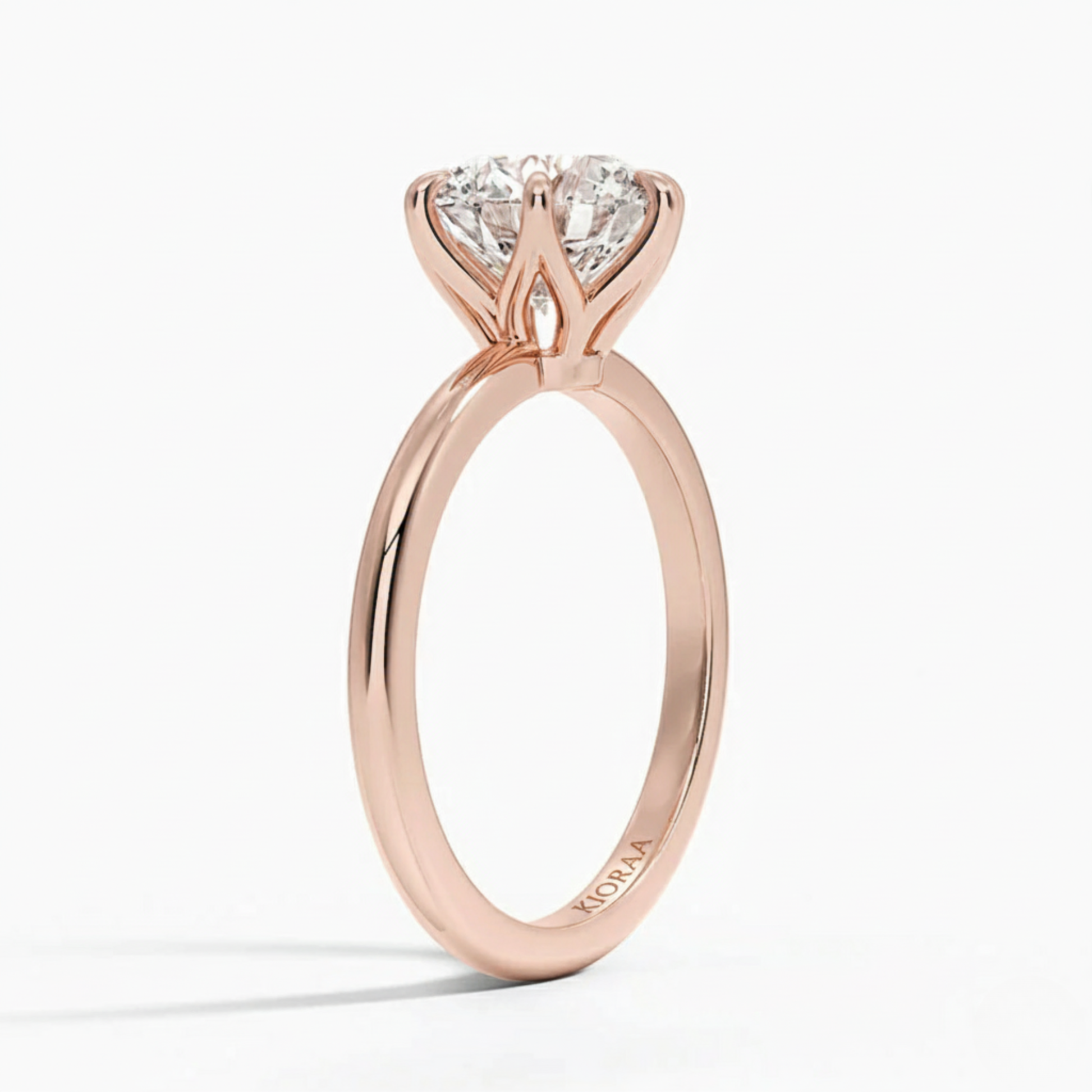 Classic Petal Round Solitaire Six Prong Setting Engagement Ring