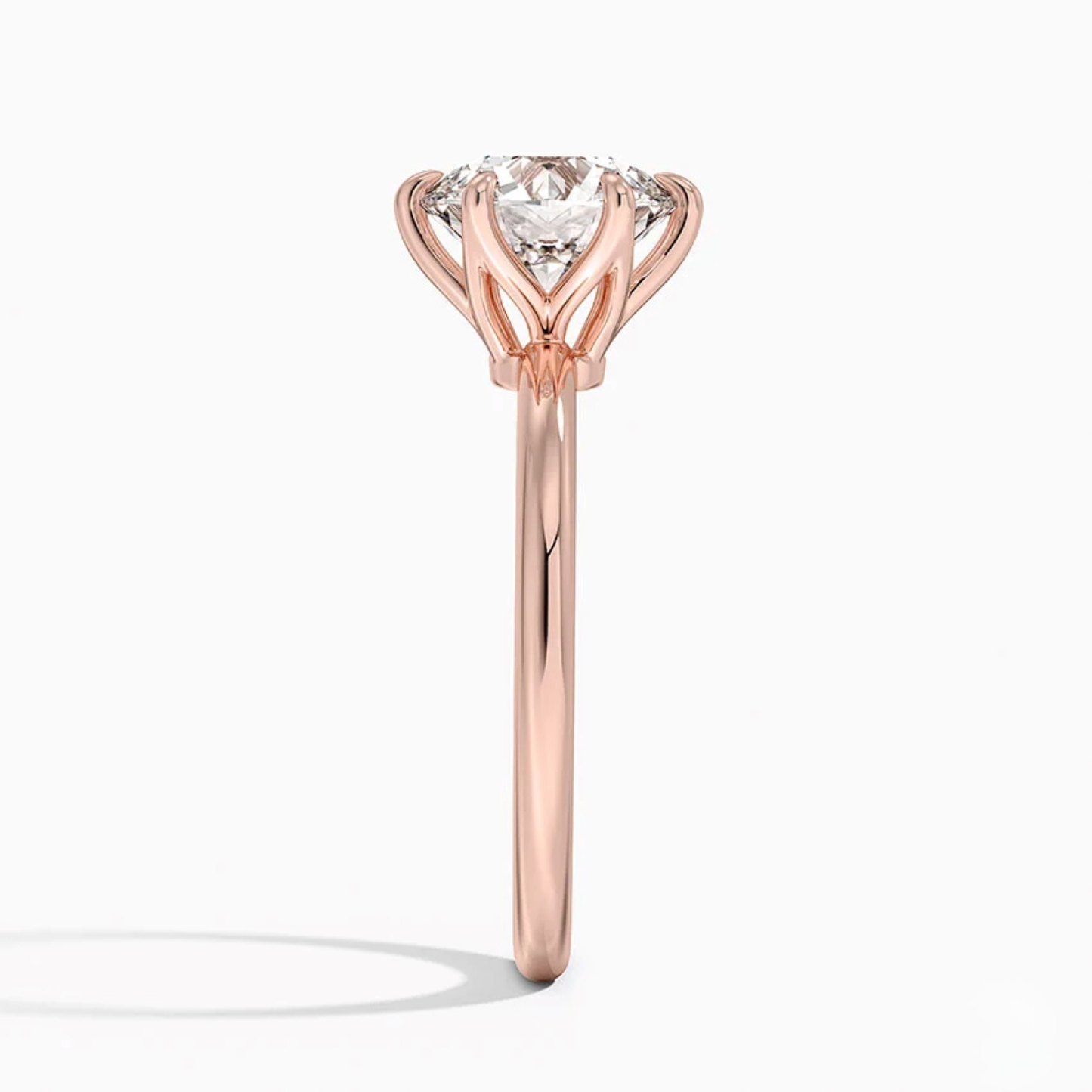 Classic Petal Round Solitaire Six Prong Setting Engagement Ring