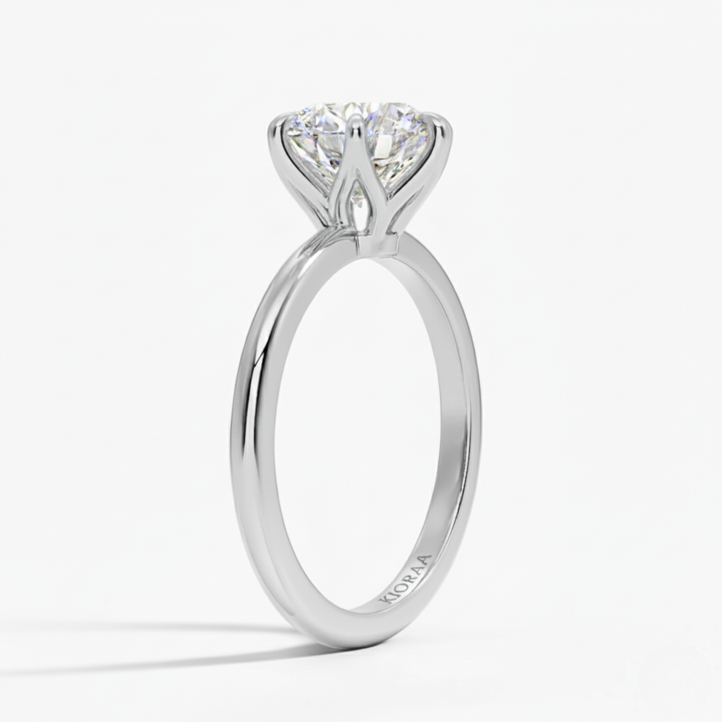 Classic Petal Round Solitaire Six Prong Setting Engagement Ring