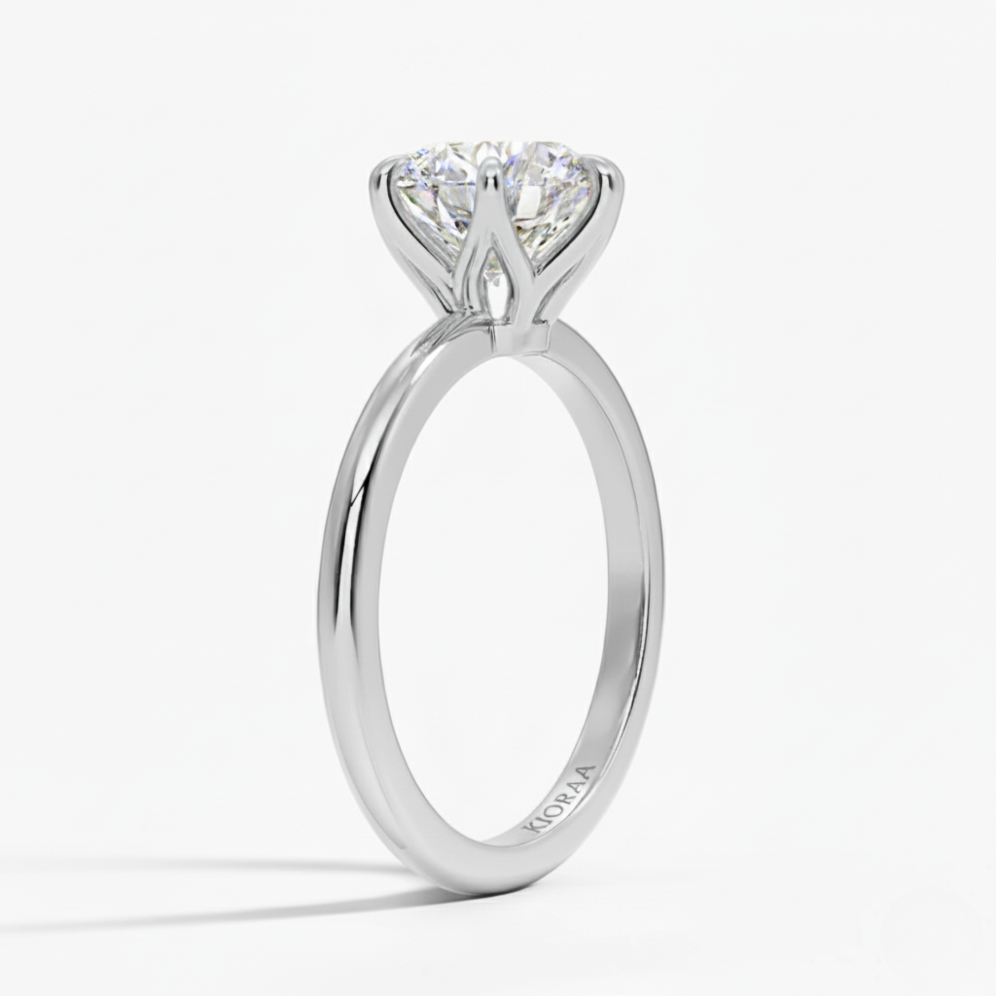 Classic Petal Round Solitaire Six Prong Setting Engagement Ring