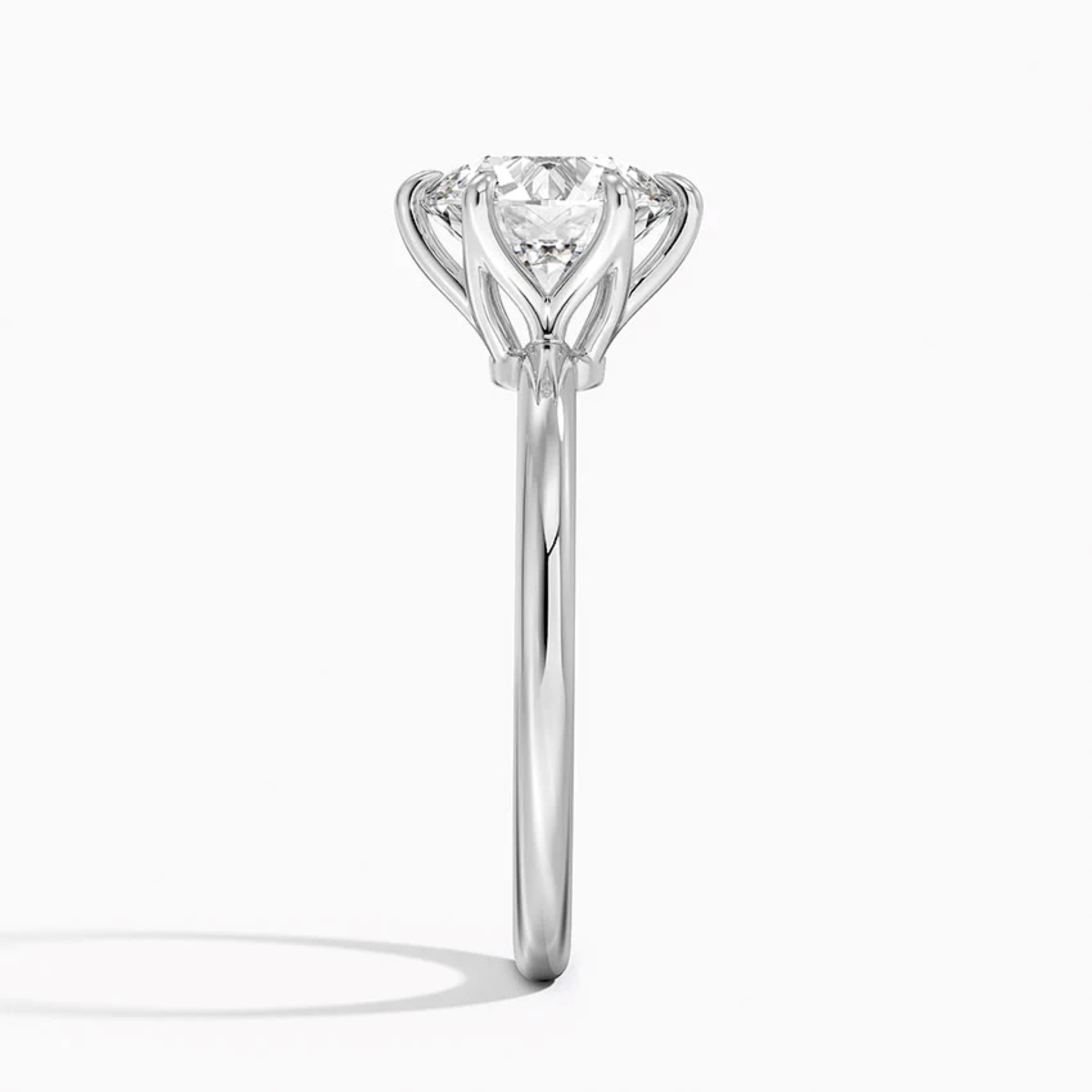 Classic Petal Round Solitaire Six Prong Setting Engagement Ring