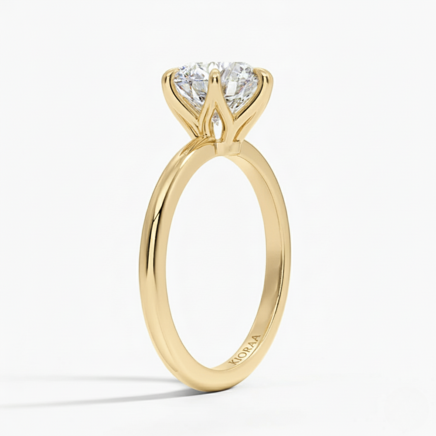 Classic Petal Round Solitaire Six Prong Setting Engagement Ring