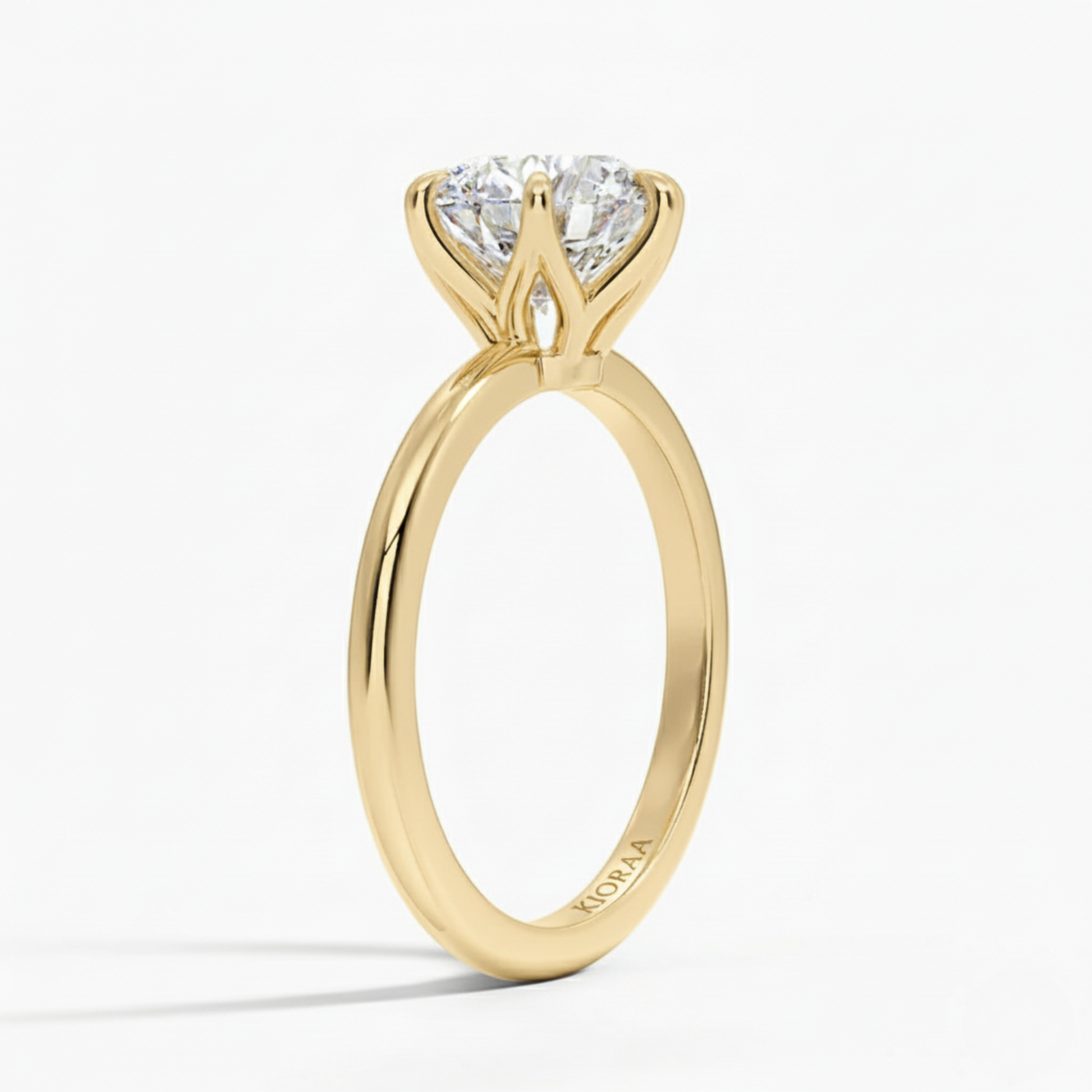 Classic Petal Round Solitaire Six Prong Setting Engagement Ring