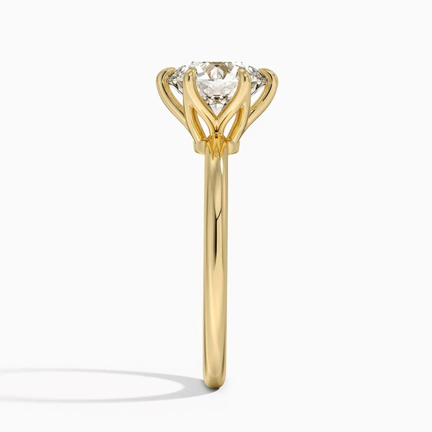 Classic Petal Round Solitaire Six Prong Setting Engagement Ring