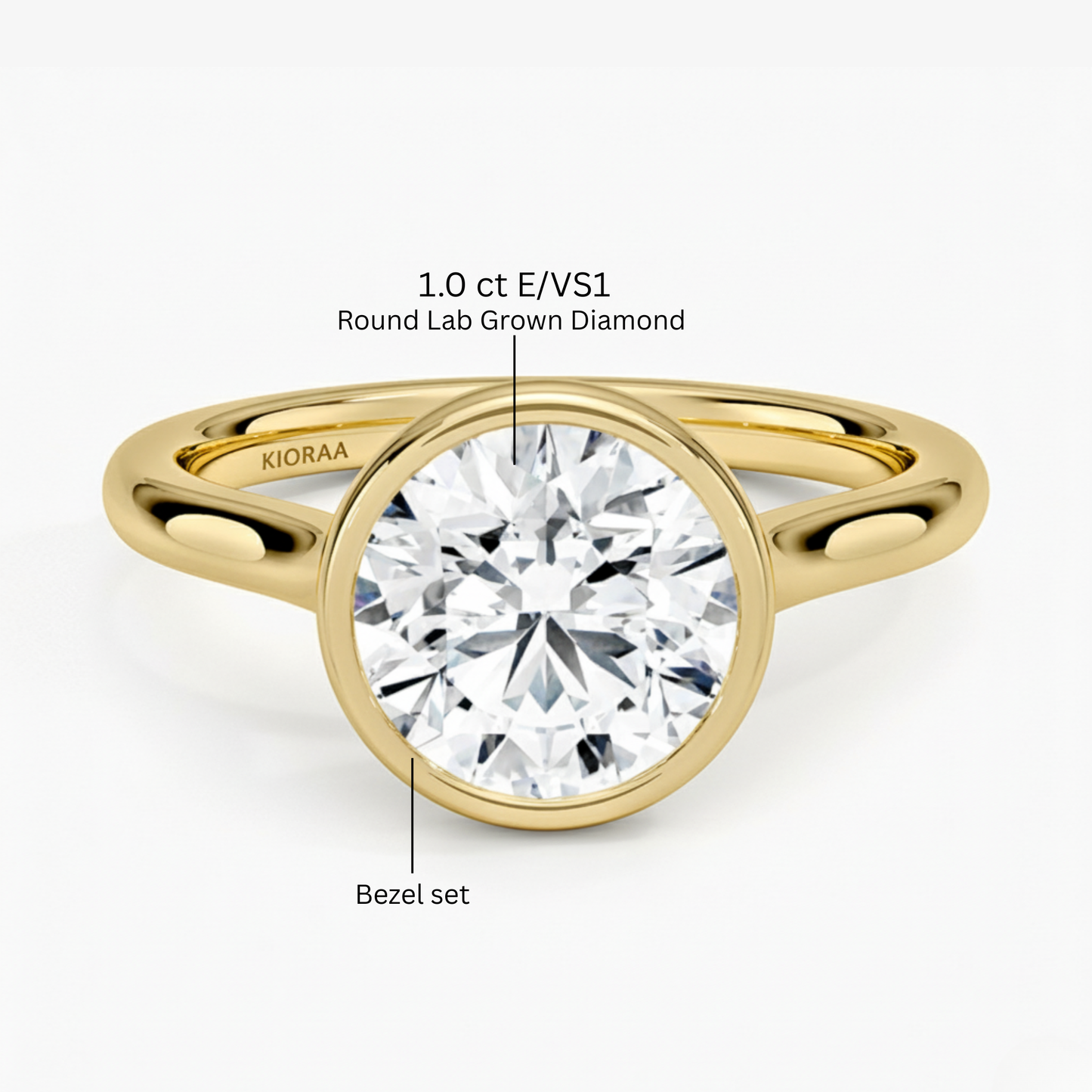 Classic Simple Round Bezel Solitaire Engagement Ring