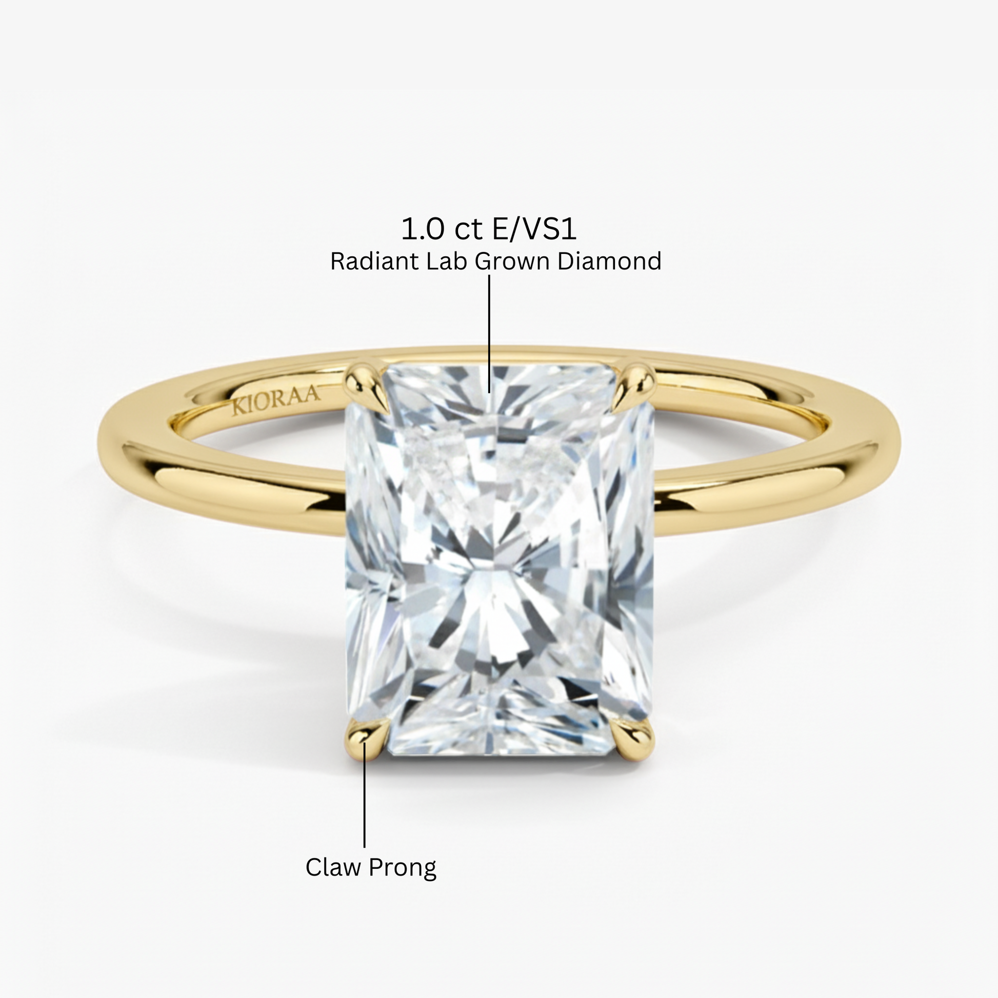 Classic Simple Radiant  Solitaire Engagement Ring