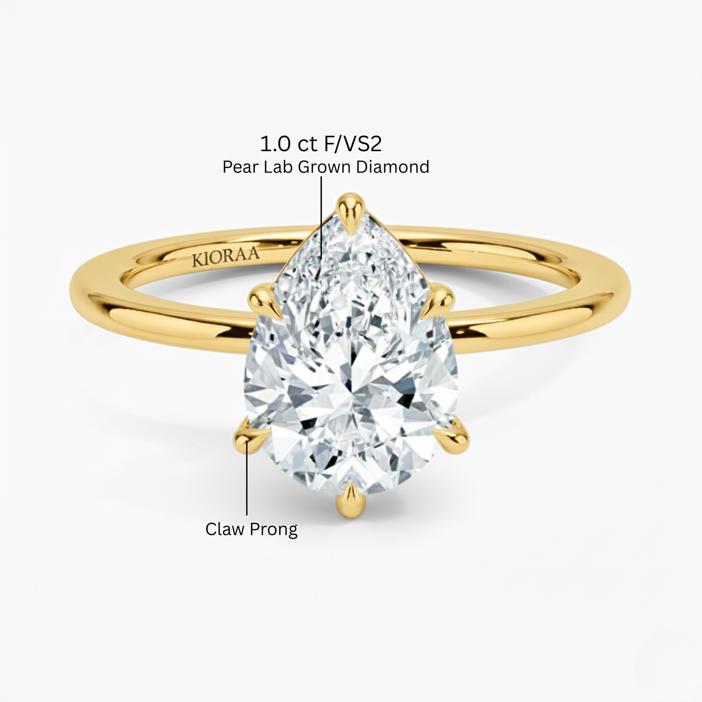 Classic Simple Pear  Solitaire Engagement Ring