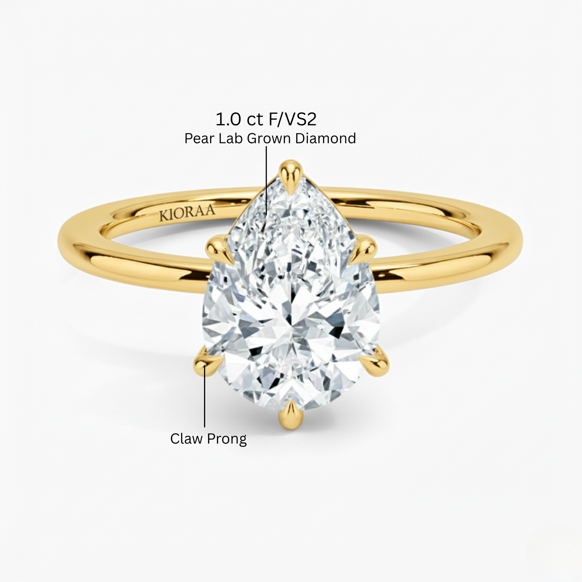 Classic Simple Pear  Solitaire Engagement Ring