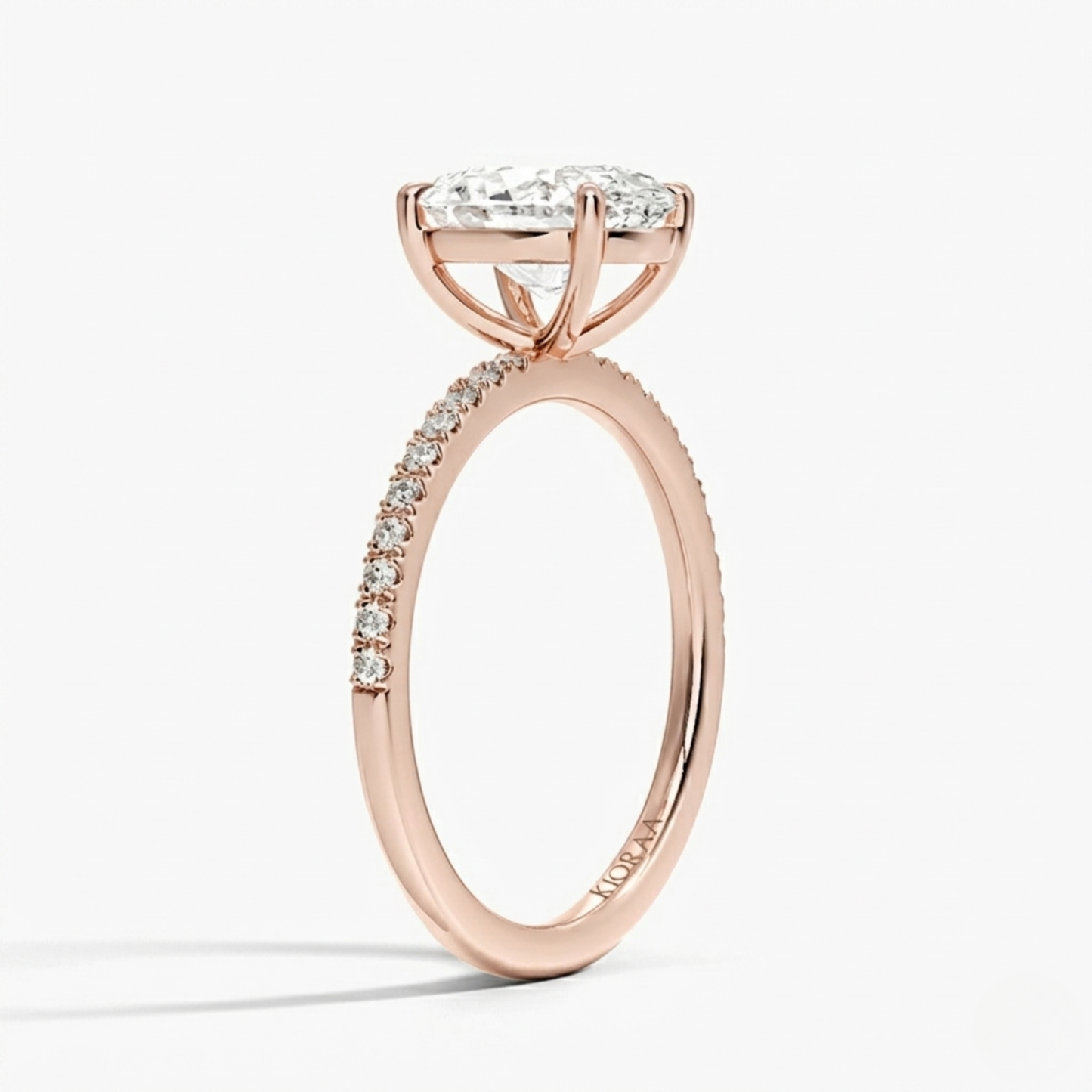 Half Coverage Oval Solitaire Engagement Ring