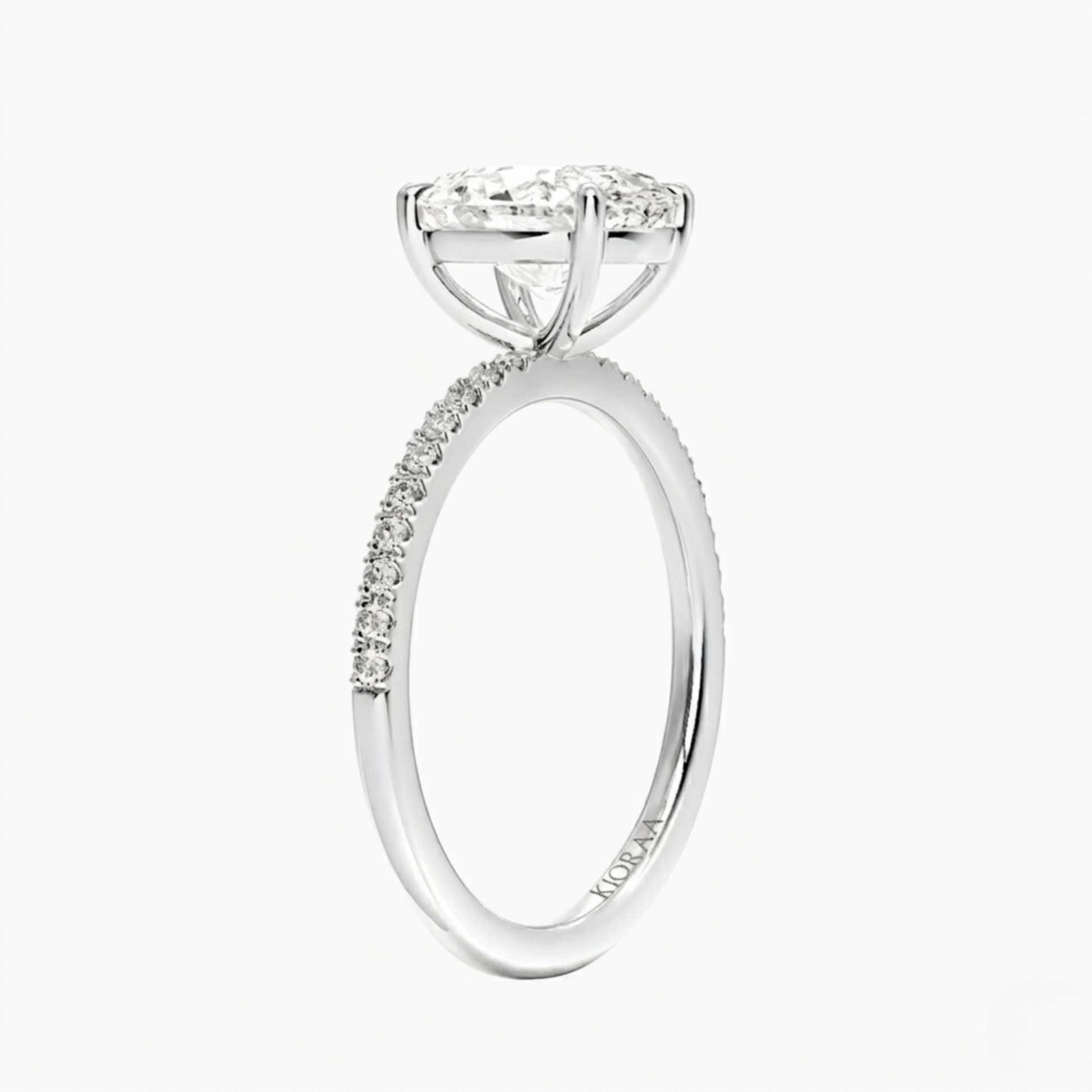 Half Coverage Oval Solitaire Engagement Ring