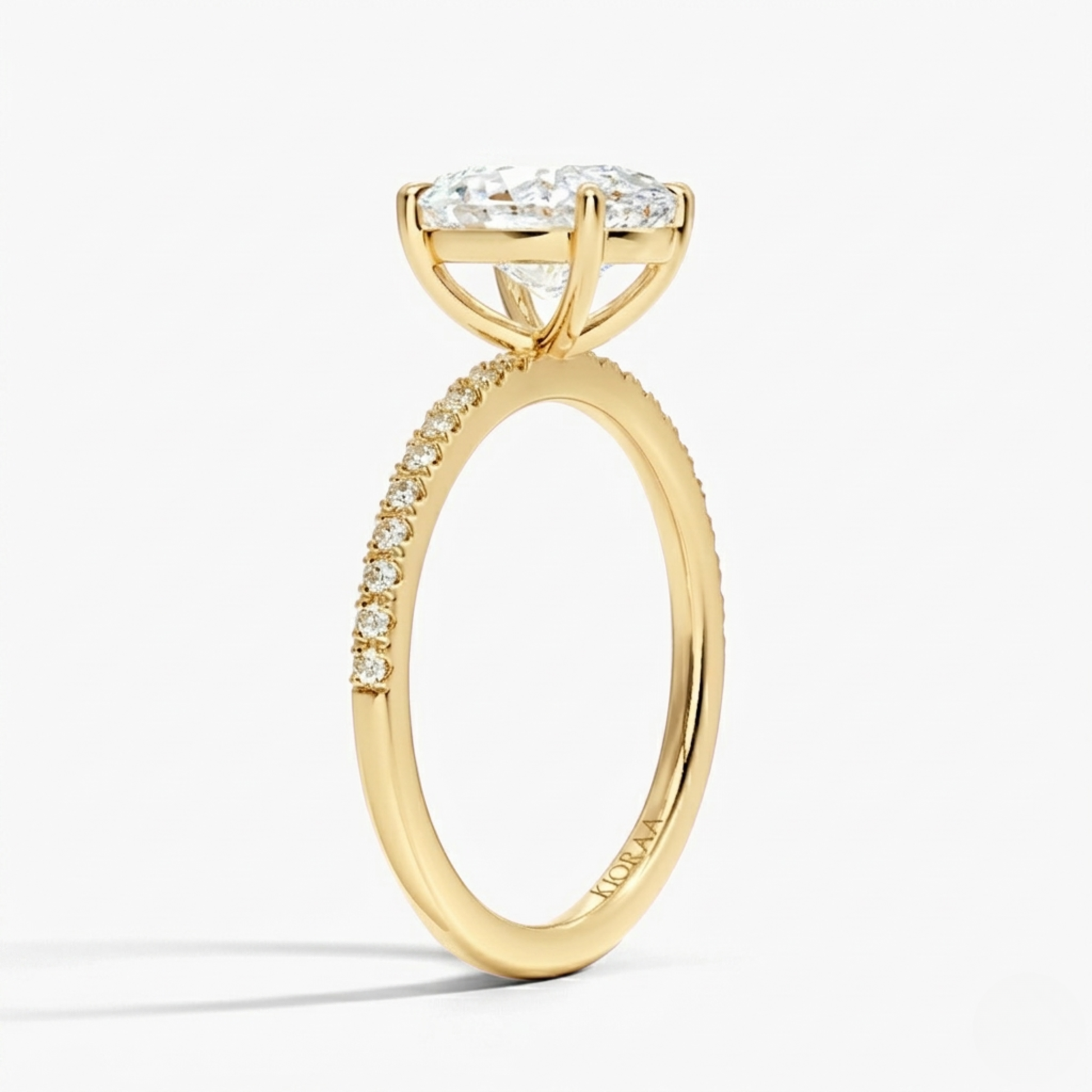 Half Coverage Oval Solitaire Engagement Ring