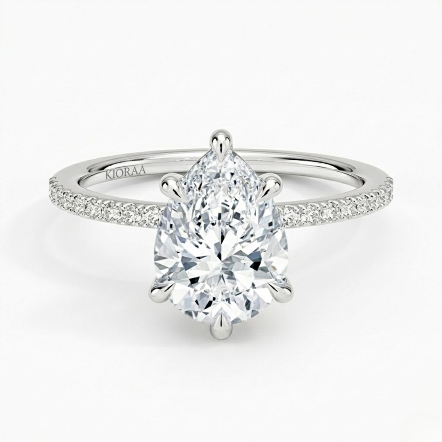 Half Coverage Pear Solitaire Engagement Ring