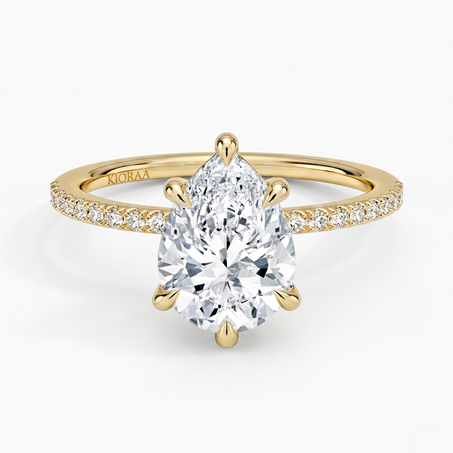 Half Coverage Pear Solitaire Engagement Ring