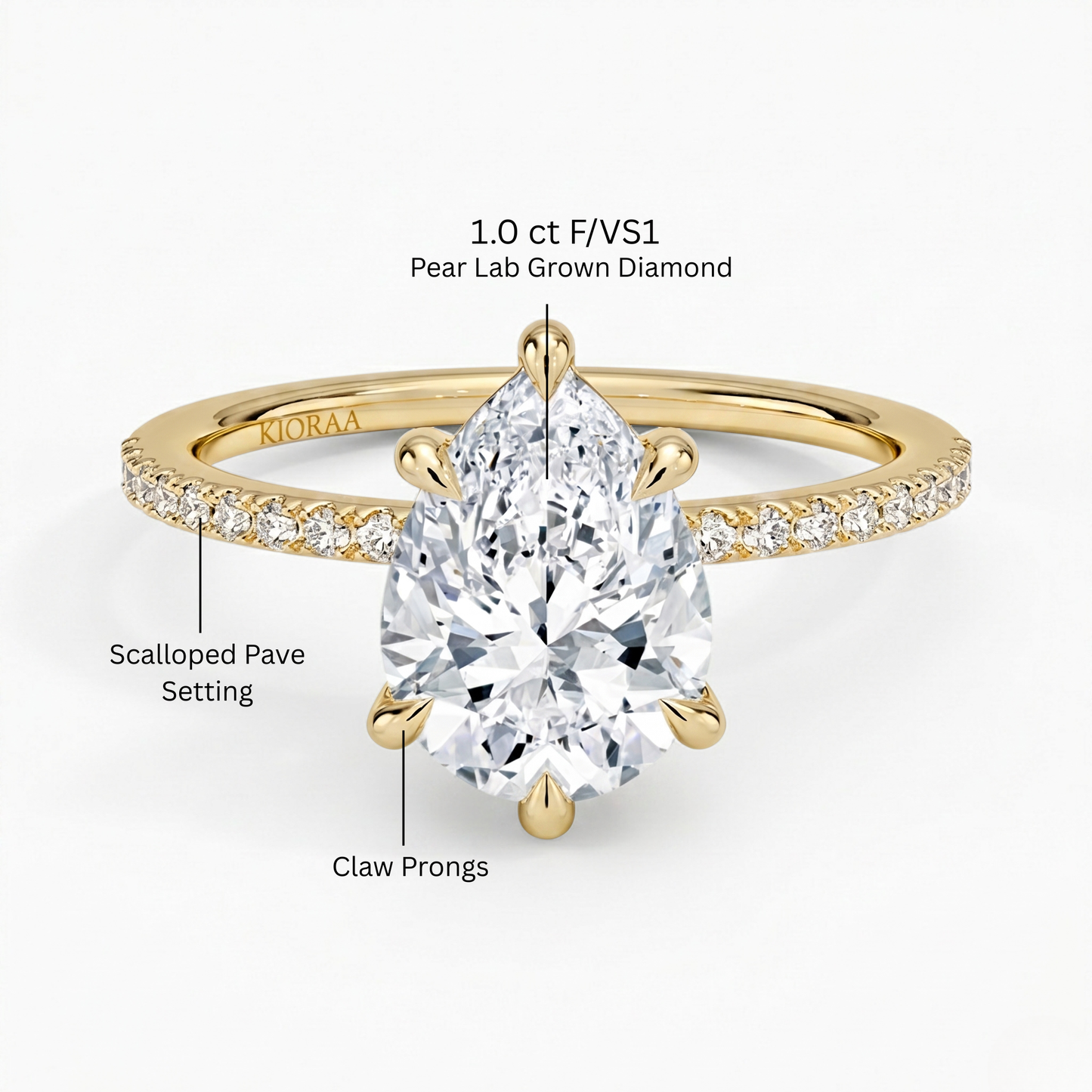 Half Coverage Pear Solitaire Engagement Ring