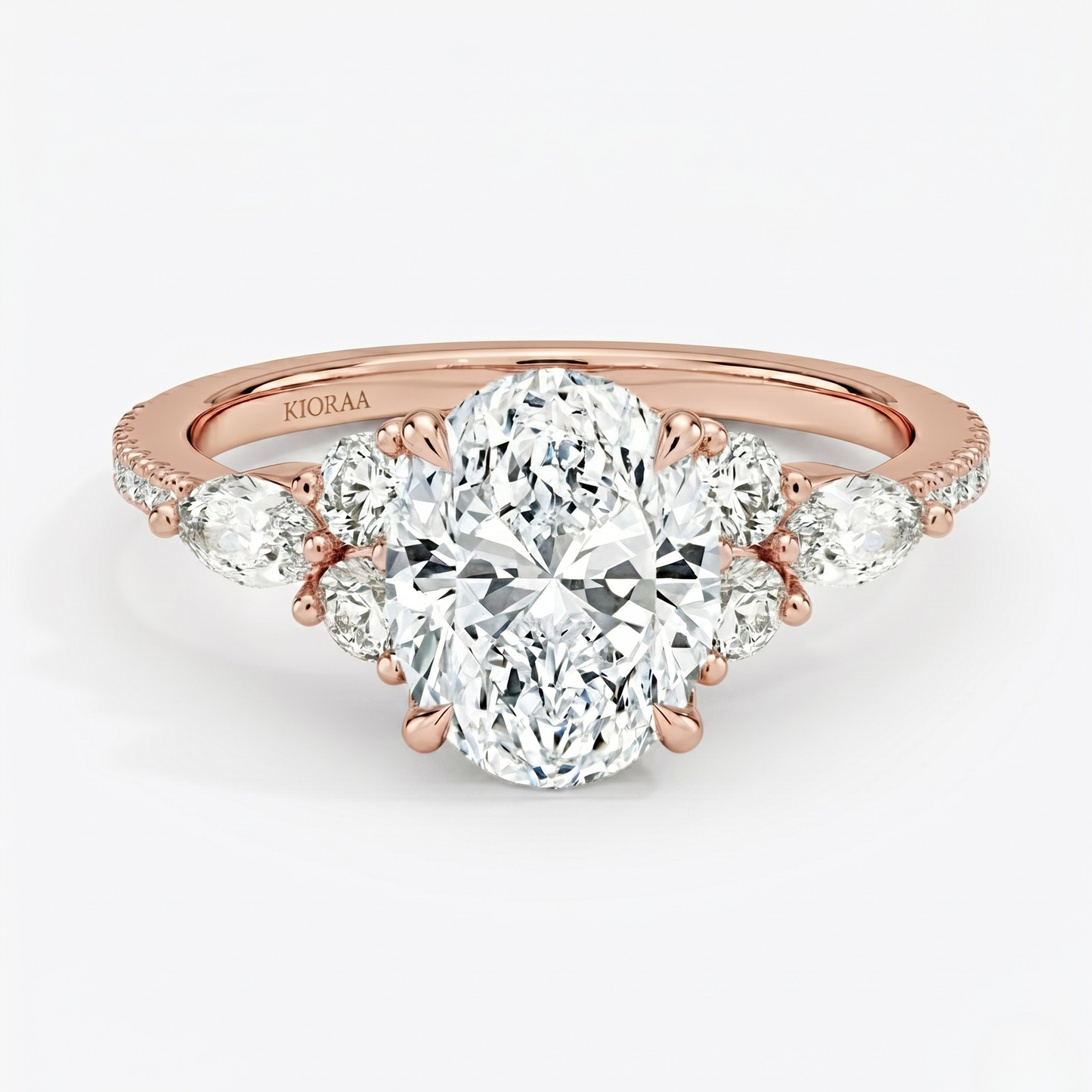 Oval Diamond Pave Setting Engagement Ring