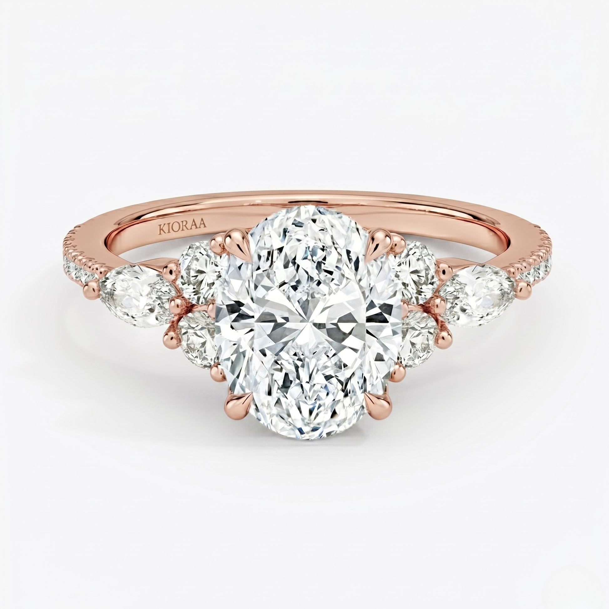 Oval Diamond Pave Setting Engagement Ring